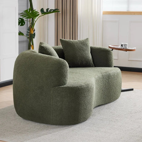 Medium-Firm 67-Inch Curved Foam Spring Loveseat Green - Omega Lifestyles