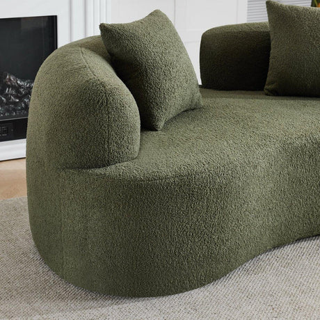Medium-Firm 67-Inch Curved Foam Spring Loveseat Green - Omega Lifestyles