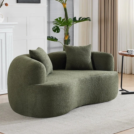 Medium-Firm 67-Inch Curved Foam Spring Loveseat Green - Omega Lifestyles