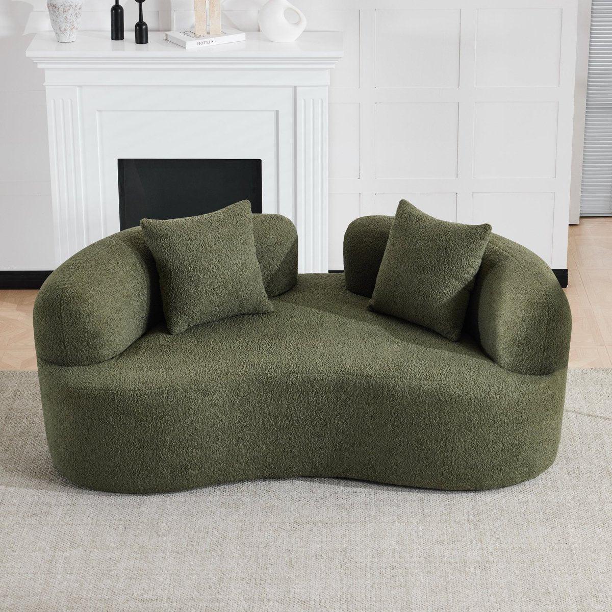 Medium-Firm 67-Inch Curved Foam Spring Loveseat Green - Omega Lifestyles