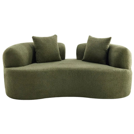 Medium-Firm 67-Inch Curved Foam Spring Loveseat Green - Omega Lifestyles