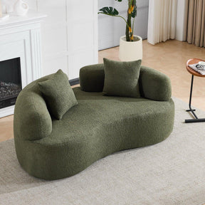 Medium-Firm 67-Inch Curved Foam Spring Loveseat Green - Omega Lifestyles