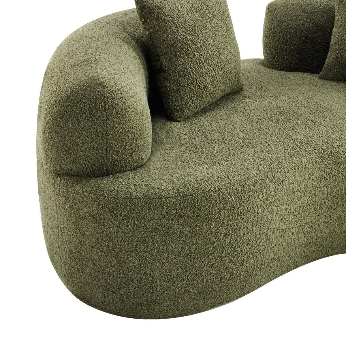 Medium-Firm 67-Inch Curved Foam Spring Loveseat Green - Omega Lifestyles