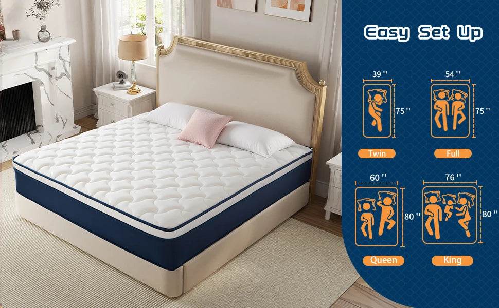 Medium Gel Memory Foam Hybrid Mattress With Pocket Springs - Omega Lifestyles