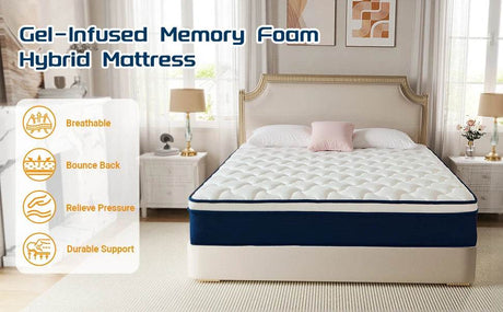 Medium Gel Memory Foam Hybrid Mattress With Pocket Springs - Omega Lifestyles