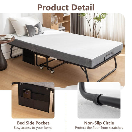 Memory Foam Folding Portable Guest Bed With Metal Frame - Serenova - Omega Lifestyles