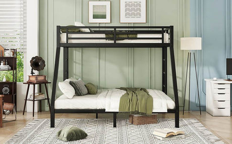 Metal Twin XL Over Queen Bunk Bed With Storage and Ladder - Omega Lifestyles
