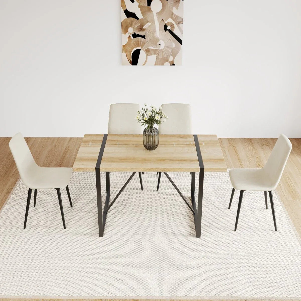 Mid-Century Modern 5-Piece MDF Dining Table Chair Set - Omega Lifestyles