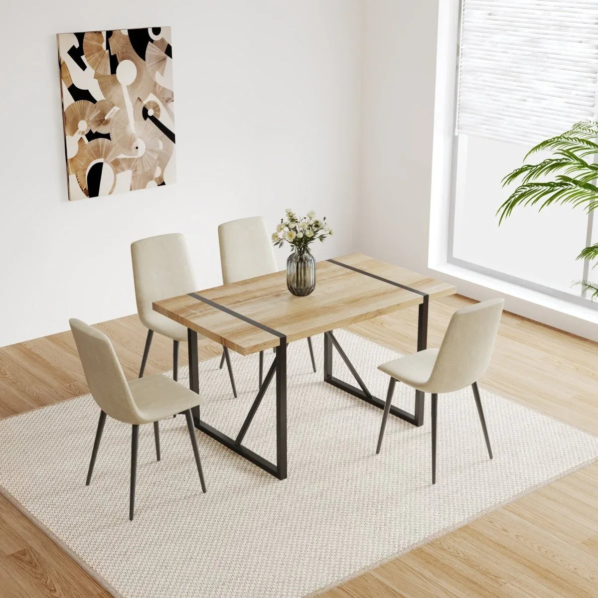 Mid-Century Modern 5-Piece MDF Dining Table Chair Set - Omega Lifestyles