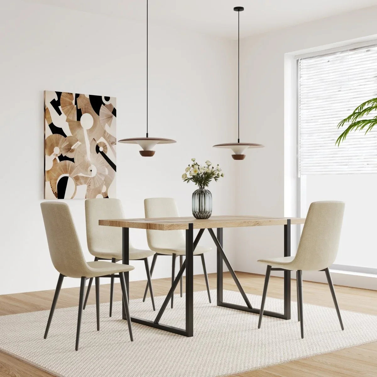 Mid-Century Modern 5-Piece MDF Dining Table Chair Set - Omega Lifestyles