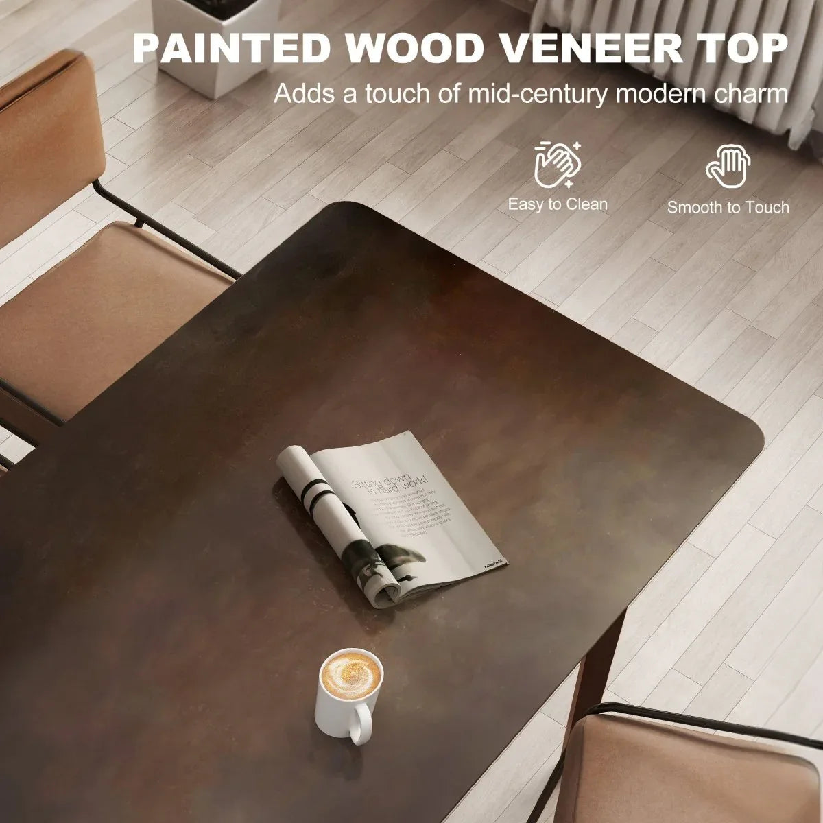 Mid-Century Modern Rubber Wood Rectangle Dining Table - Omega Lifestyles