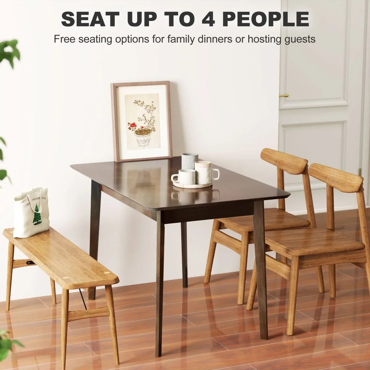 Mid-Century Modern Rubber Wood Rectangle Dining Table - Omega Lifestyles