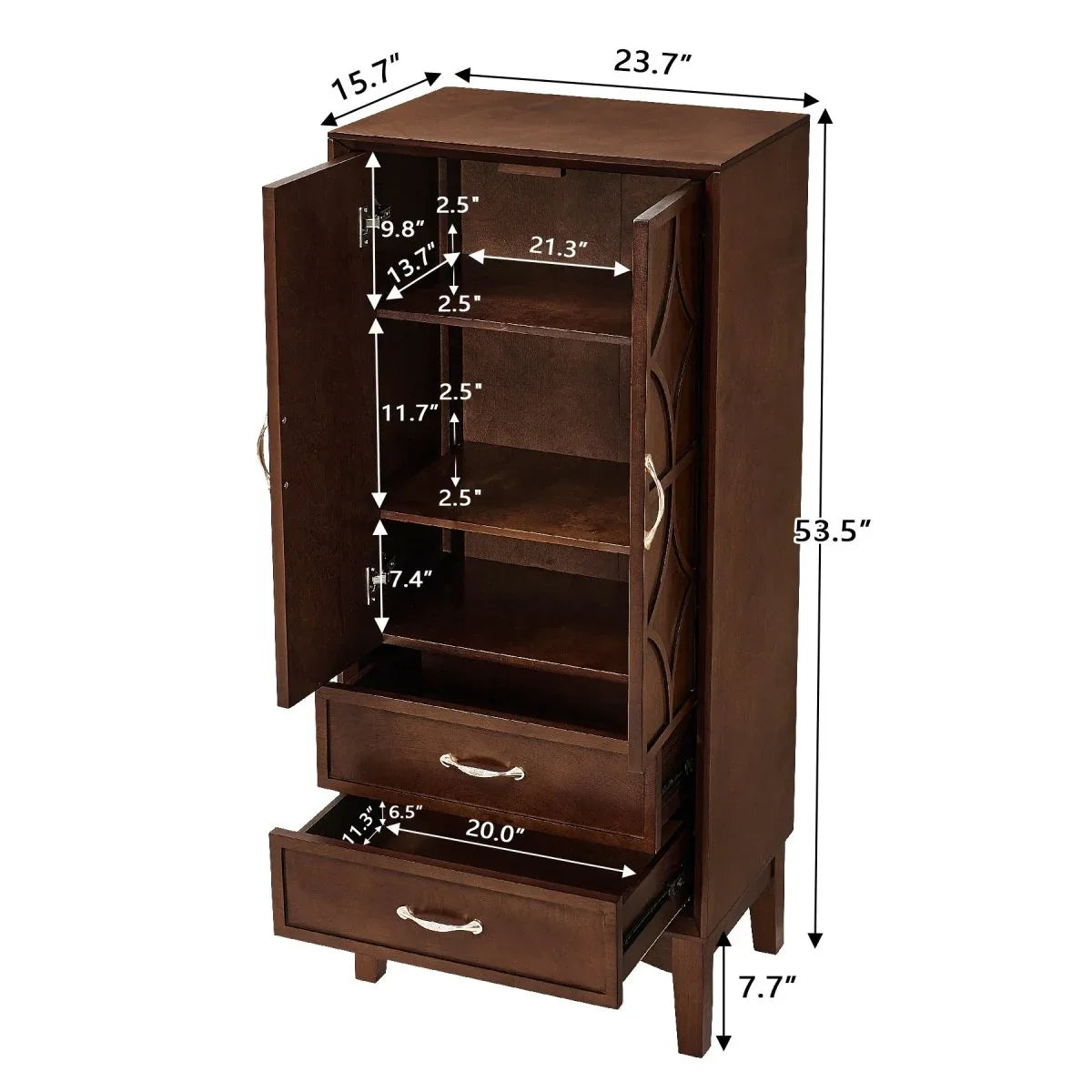 Mid Century Modern Walnut Storage Cabinet With Shelves - Omega Lifestyles