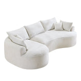 Minimalist Curved Chenille 5-Seat Foam Sofa With Pillows - Omega Lifestyles