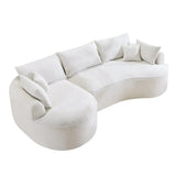 Minimalist Curved Chenille 5-Seat Foam Sofa With Pillows - Omega Lifestyles