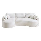 Minimalist Curved Chenille 5-Seat Foam Sofa With Pillows - Omega Lifestyles