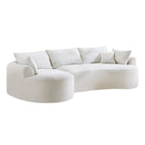 Minimalist Curved Chenille 5-Seat Foam Sofa With Pillows - Omega Lifestyles