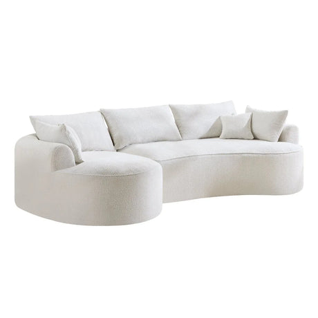 Minimalist Curved Chenille 5-Seat Foam Sofa With Pillows - Omega Lifestyles