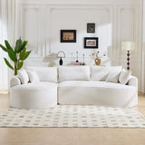 Minimalist Curved Chenille 5-Seat Foam Sofa With Pillows - Omega Lifestyles