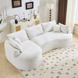 Minimalist Curved Chenille 5-Seat Foam Sofa With Pillows - Omega Lifestyles