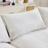 Minimalist Curved Chenille 5-Seat Foam Sofa With Pillows - Omega Lifestyles