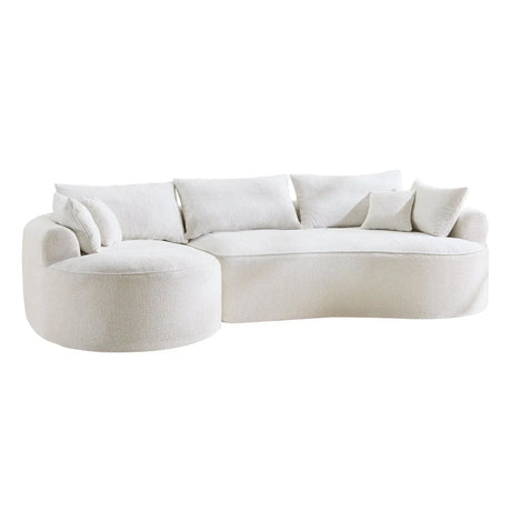 Minimalist Curved Chenille 5-Seat Foam Sofa With Pillows - Omega Lifestyles
