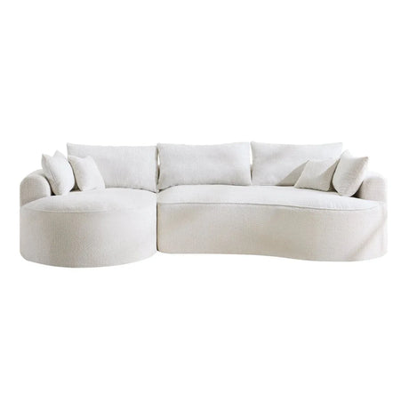 Minimalist Curved Chenille 5-Seat Foam Sofa With Pillows - Omega Lifestyles