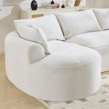 Minimalist Curved Chenille 5-Seat Foam Sofa With Pillows - Omega Lifestyles