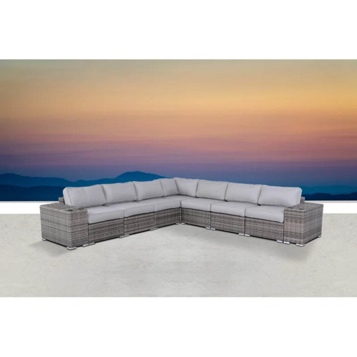 Minnesota 9 - Piece Ultra - Soft Plush Wicker Sectional Sofa Set - Serenova - Omega Lifestyles