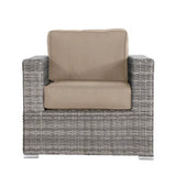Mixed Gray Wicker Patio Armchair With Sunbrella Cushions - Serenova - Omega Lifestyles