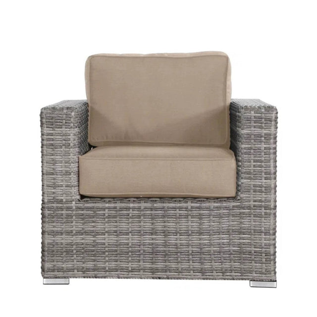 Mixed Gray Wicker Patio Armchair With Sunbrella Cushions - Serenova - Omega Lifestyles