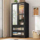 Modern 2-Door Armoire Wardrobe Closet With LED Light - Omega Lifestyles