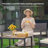 Modern 4 - Piece PE Rattan Acacia Wood Outdoor Furniture Set - Serenova - Omega Lifestyles