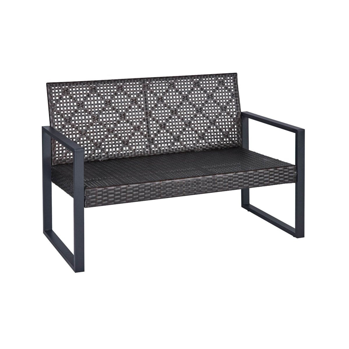 Modern 4 - Piece PE Rattan Acacia Wood Outdoor Furniture Set - Serenova - Omega Lifestyles