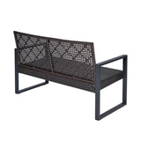Modern 4 - Piece PE Rattan Acacia Wood Outdoor Furniture Set - Serenova - Omega Lifestyles