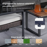 Modern 4 - Piece PE Rattan Acacia Wood Outdoor Furniture Set - Serenova - Omega Lifestyles