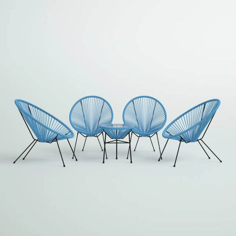 Modern 4 - Seat Outdoor Aluminium Papasan Conversation Set - Serenova - Omega Lifestyles