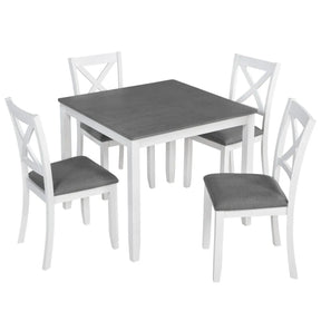 Modern 5-Piece Square Wood Dining Table Set With Chairs - Omega Lifestyles