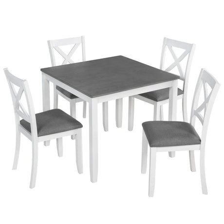 Modern 5-Piece Square Wood Dining Table Set With Chairs - Omega Lifestyles