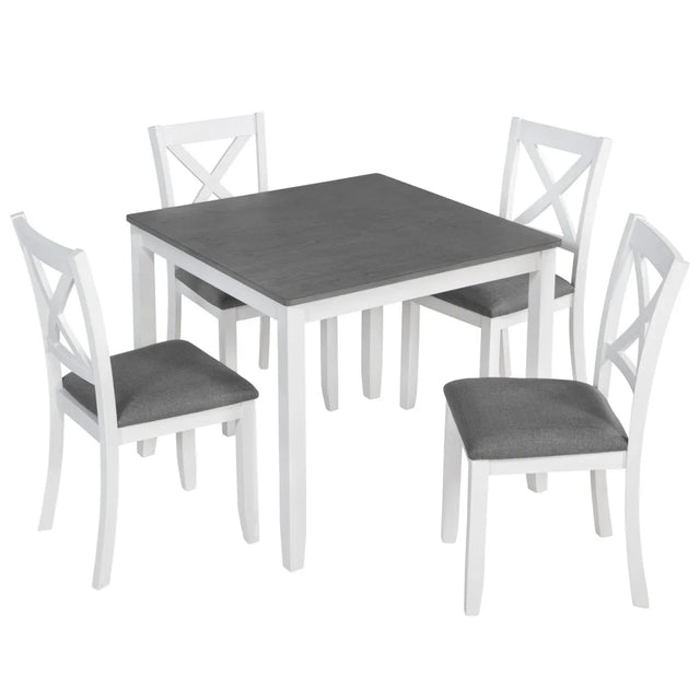Modern 5-Piece Square Wood Dining Table Set With Chairs - Omega Lifestyles