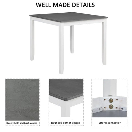 Modern 5-Piece Square Wood Dining Table Set With Chairs - Omega Lifestyles