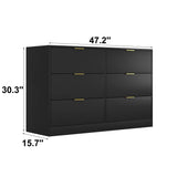 Modern 6 - Drawer Black Particle Board Storage Dresser - Serenova - Omega Lifestyles