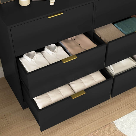 Modern 6 - Drawer Black Particle Board Storage Dresser - Serenova - Omega Lifestyles