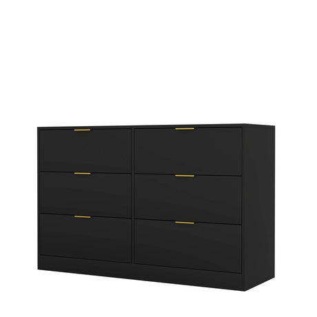 Modern 6 - Drawer Black Particle Board Storage Dresser - Serenova - Omega Lifestyles