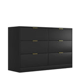 Modern 6 - Drawer Black Particle Board Storage Dresser - Serenova - Omega Lifestyles