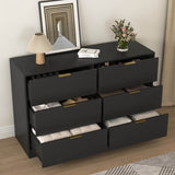 Modern 6 - Drawer Black Particle Board Storage Dresser - Serenova - Omega Lifestyles