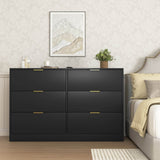 Modern 6 - Drawer Black Particle Board Storage Dresser - Serenova - Omega Lifestyles