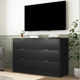 Modern 6 - Drawer Black Particle Board Storage Dresser - Serenova - Omega Lifestyles