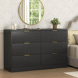 Modern 6 - Drawer Black Particle Board Storage Dresser - Serenova - Omega Lifestyles