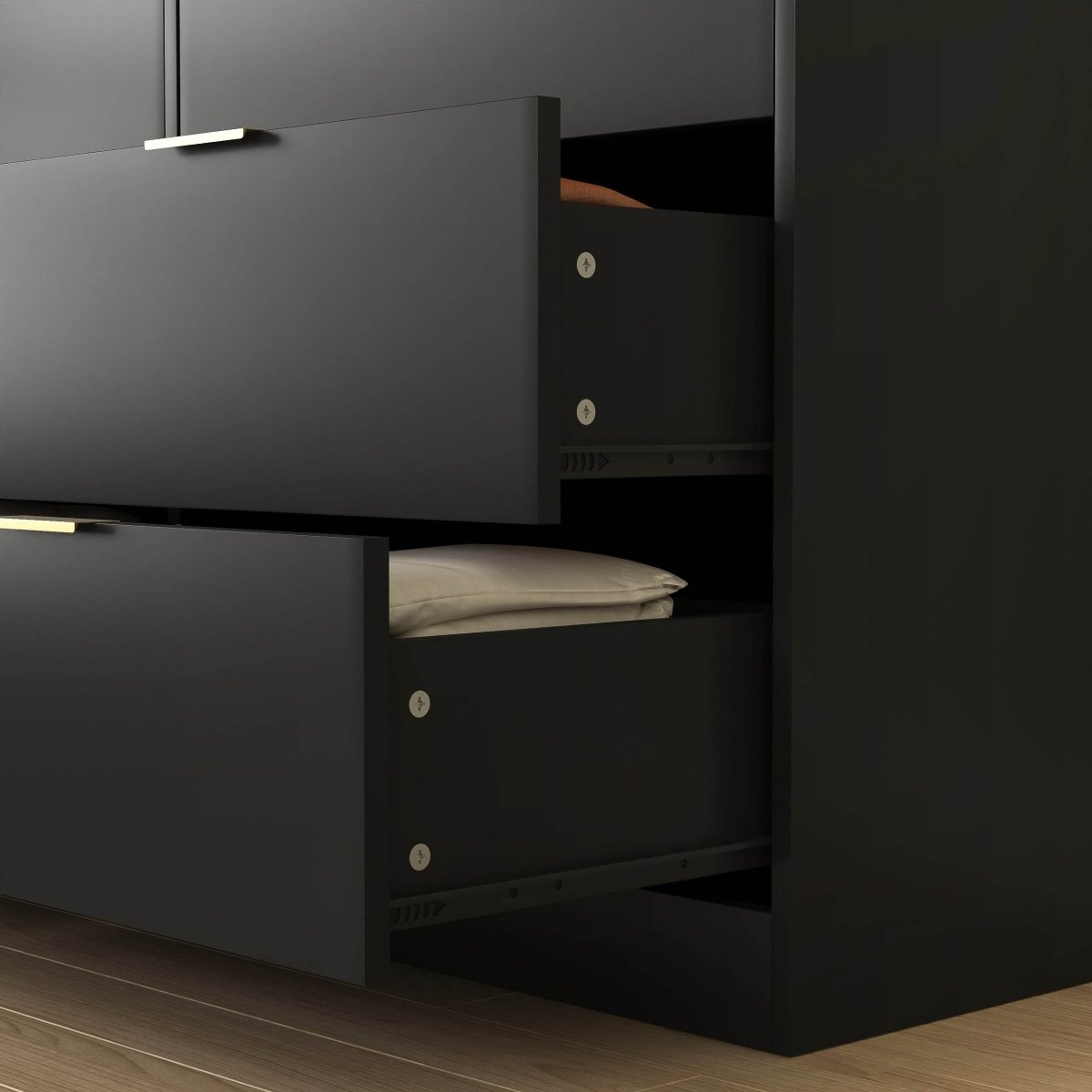 Modern 6 - Drawer Black Particle Board Storage Dresser - Serenova - Omega Lifestyles